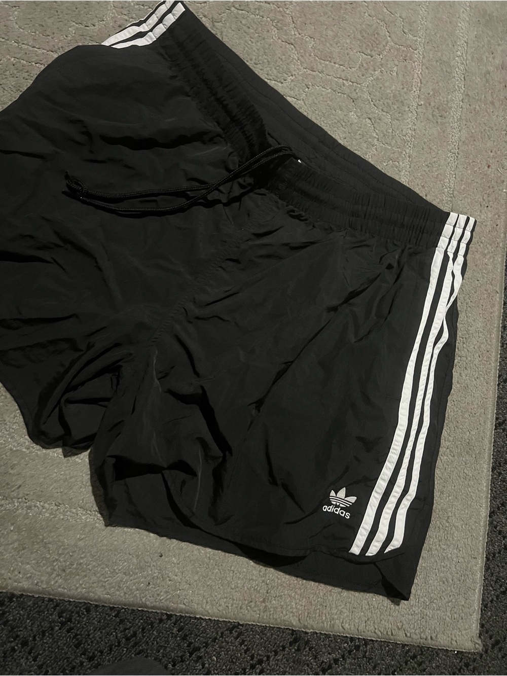 adidas Black Athletic Shorts with White 3-Stripes